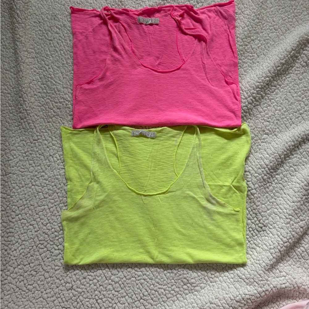 neon Pink and Yellow Tank Tops